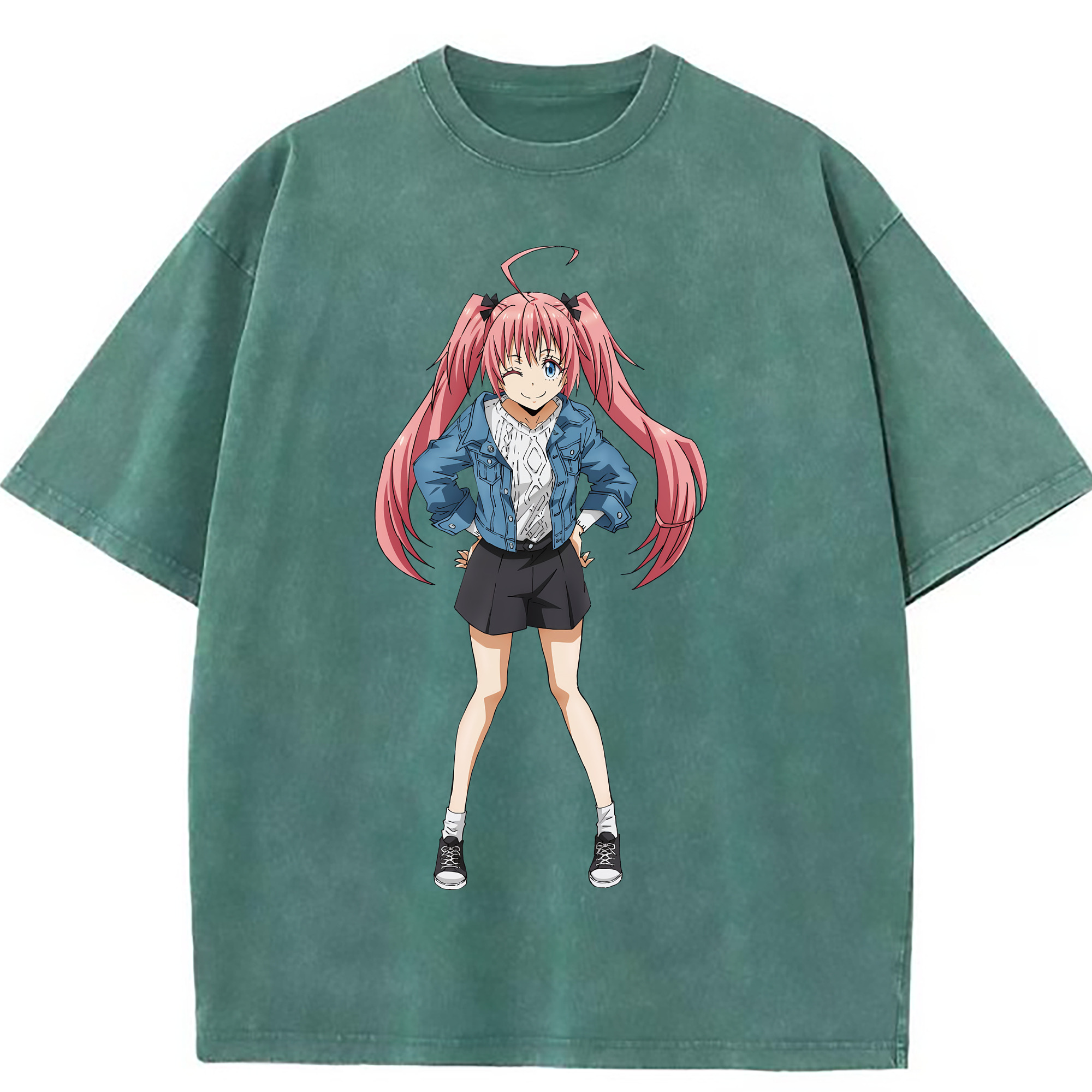 （画像用） 転スラ Regarding Reincarnated to Slime 綿100% ヴィンテージ風 半袖Tシャツ（フロントプリント）
